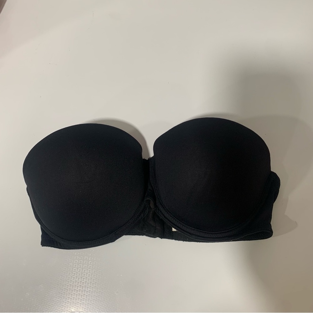 Pink Victoria Secret Black Strapless Push Up Bra - Size 34D